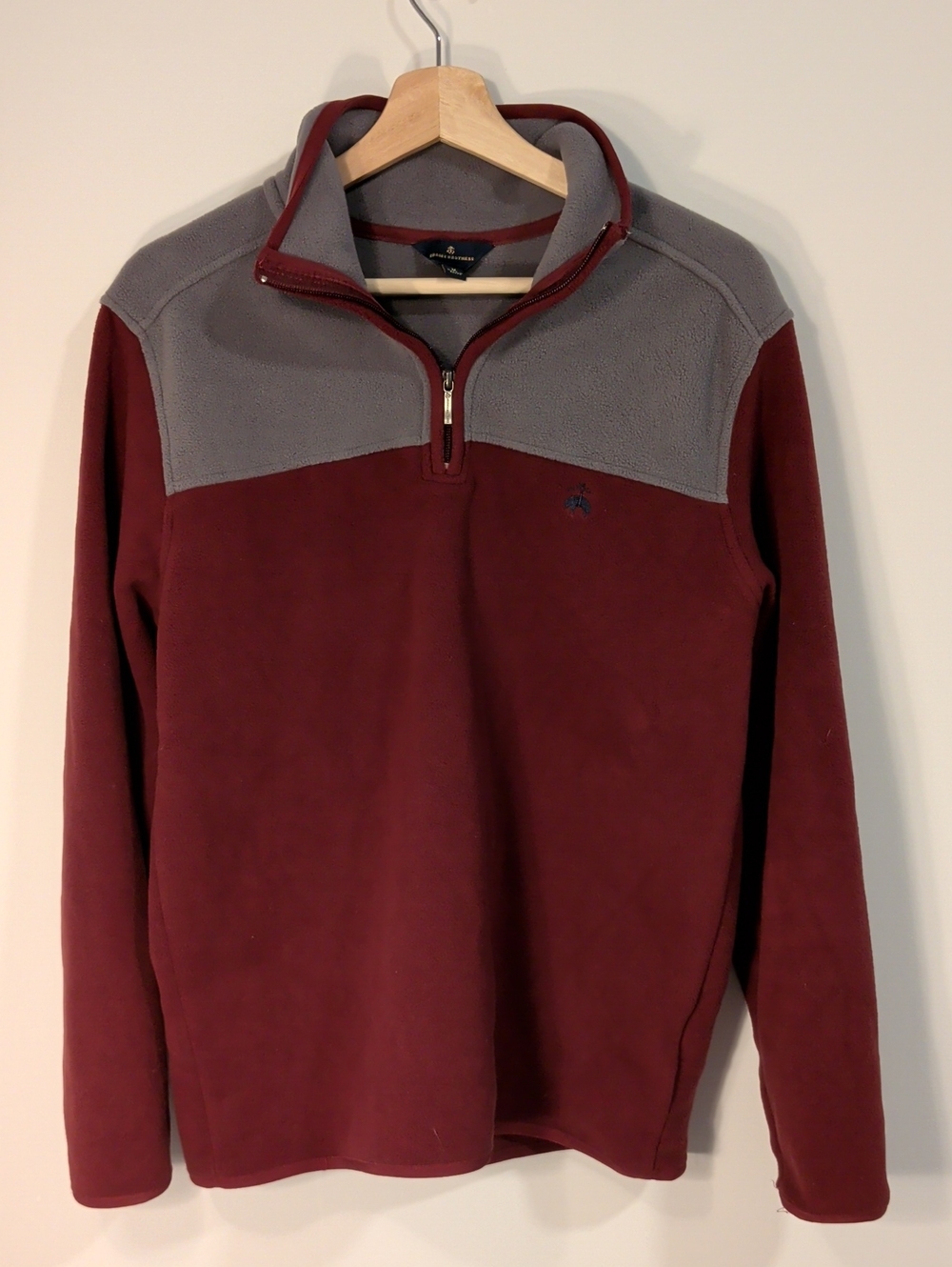 Brooks Brothers Two-Tone Quarter-Zip Sweater - Burgundy and Grey